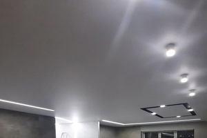 Натяжные потолки с трековым освещением и фото
